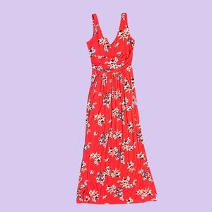 ST. TROPEZ RED FLORAL MAXI DRESS🌟Pockets•Comfortable•Sz. XS•HP